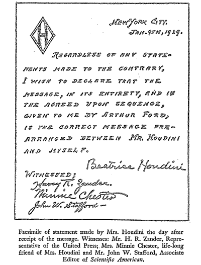 Houdini's Afterlife Experiment